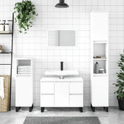Armadietto da Bagno Bianco 30x30x100 cm in Legno Multistrato 831564