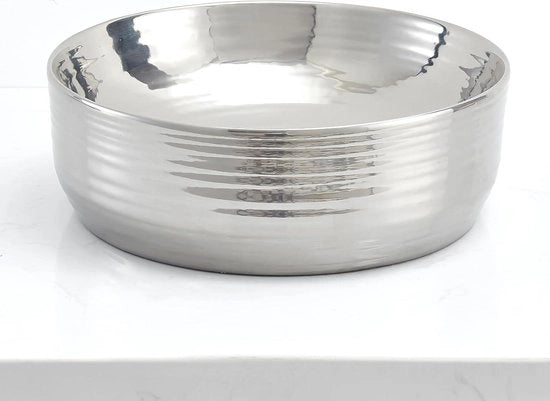 Wastafello ceramica a forma rotonda, colore argento, dimensioni circa 350 x 120 mm, codice FCH5383.