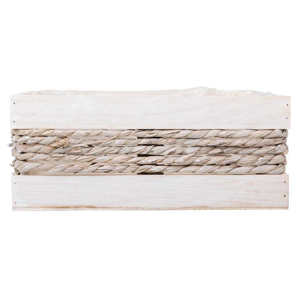 Cesto in legno e corda bianco 30x20x12/27h