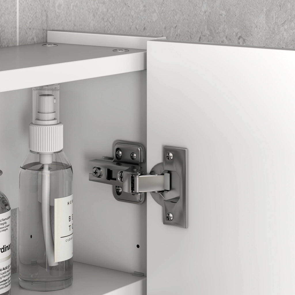 Specchio da Bagno Pensile a 3 Ante  90x13,5x60 cm Rivestimento in Melamina Bianco