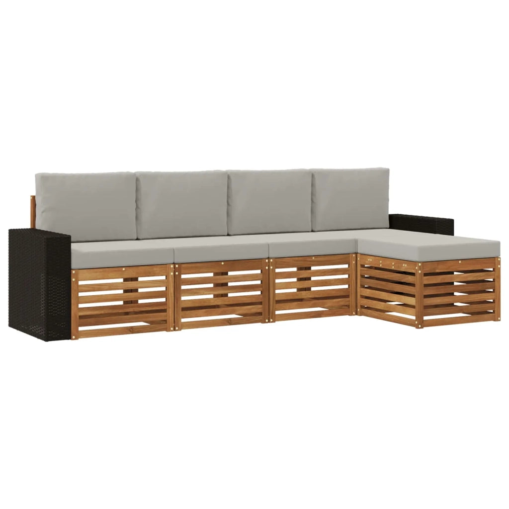 Set di divani da esterno 5 pcs Naturale e Grigio Chiaro 3384242