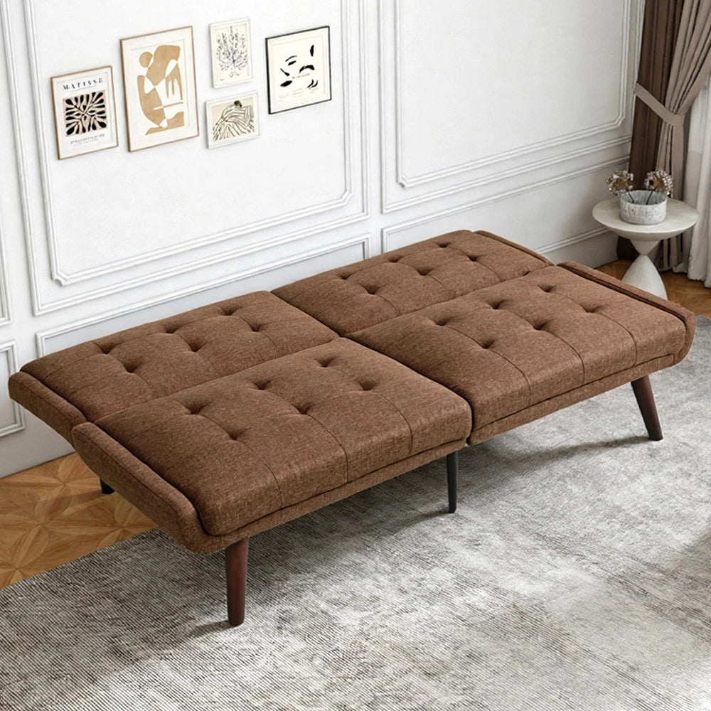 Divano letto futon pieghevole - Xylo - 146 cm - Marrone - Schienale regolabile in 5 posizioni