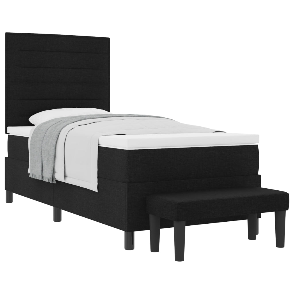 Letto Box Spring con Materasso e Panchina Nero 80x200 cm Tessuto