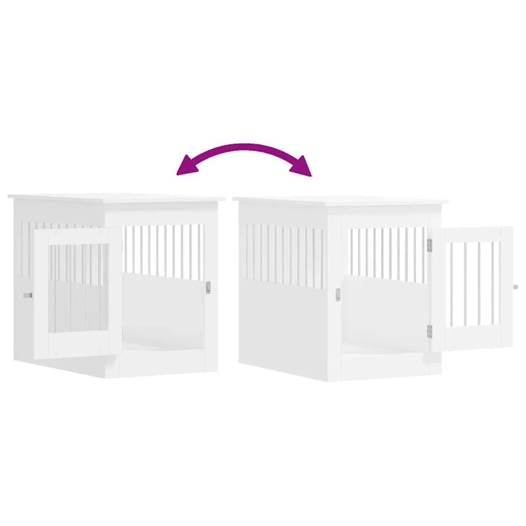 Gabbia Cani da Arredamento Bianca 55x80x68cm Legno Multistrato CFW9202003
