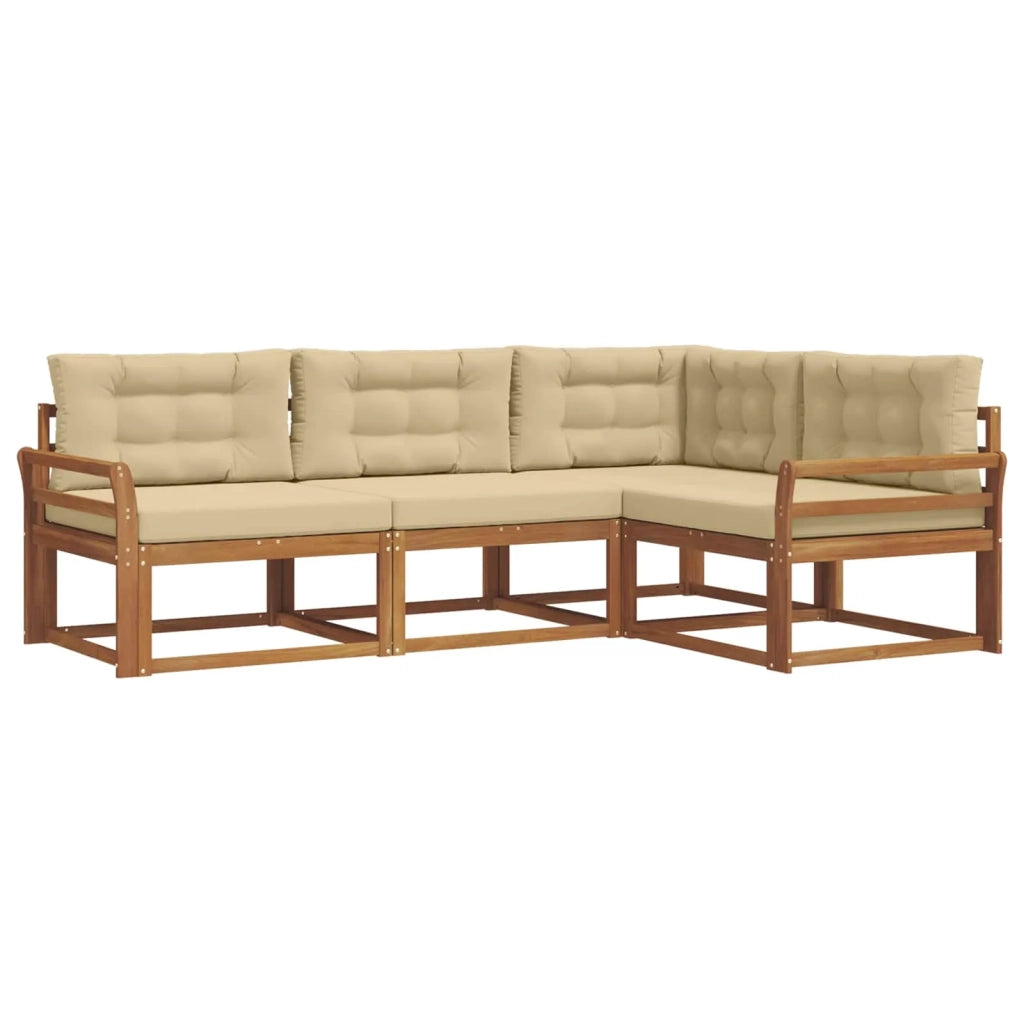 Set di divani da esterno con cuscino 4 pcs Naturale e Beige