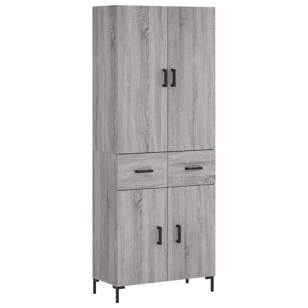 Buffet credenza cassettiera armadio mobile contenitore organizer cucina soggiorno salotto rovere Sonoma alto 69,5 x 34 x 180 cm legno ingegnerizzato grigio 02_0035461