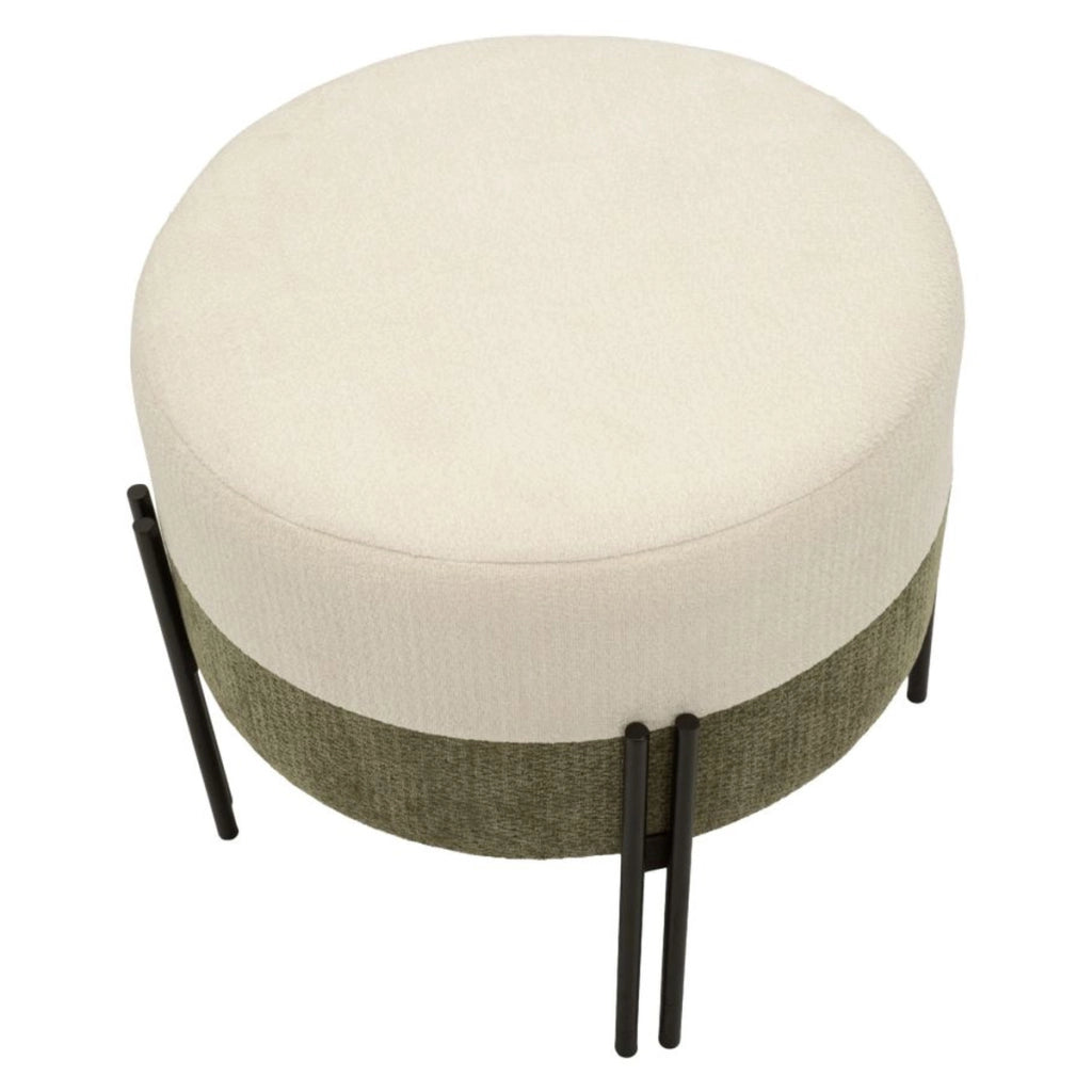 Pouf moderno bicolore con struttura in ferro e seduta imbottita