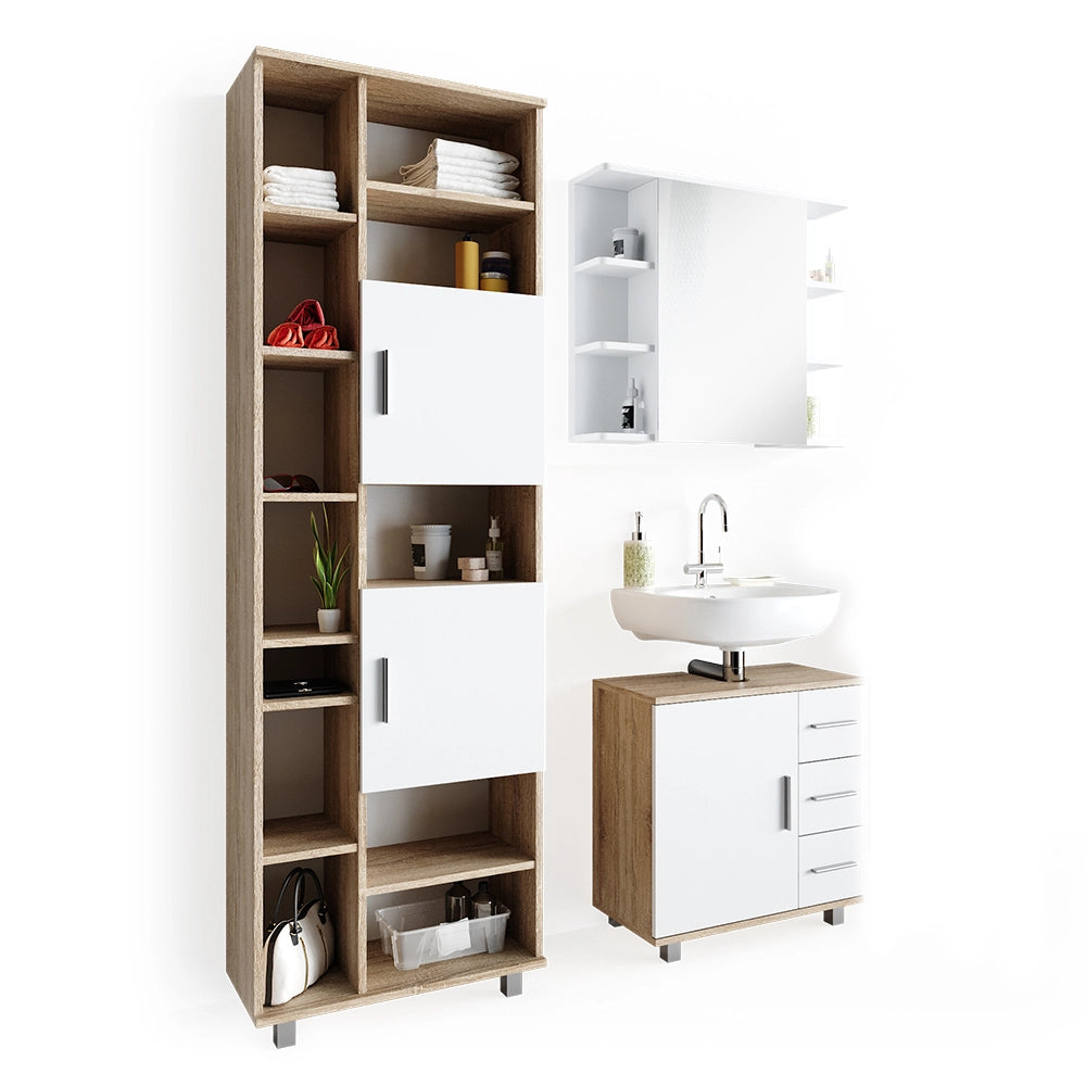 Vicco Set mobili bagno Sonoma 3 parti, con colonna