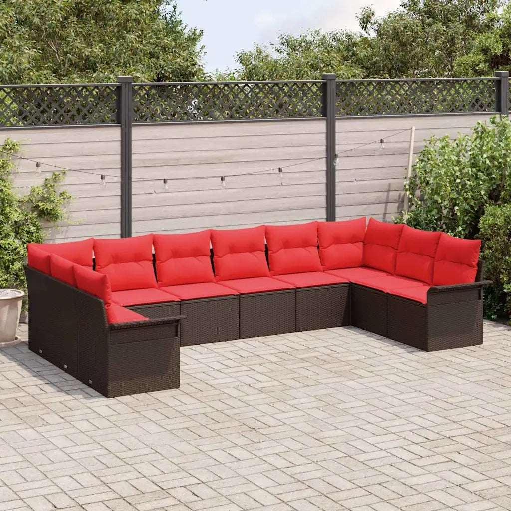 Set Divano da Giardino 10 pcs Beige polyrattan