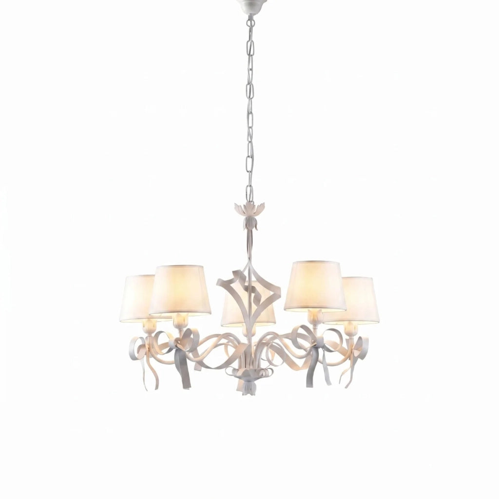 Lampadario Shabby Chic Lucy 5 Luci Bianco LuceArt Classic