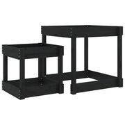 Tavoli Sabbiere 2 pz Neri in Legno Massello di Pino CFW3325396