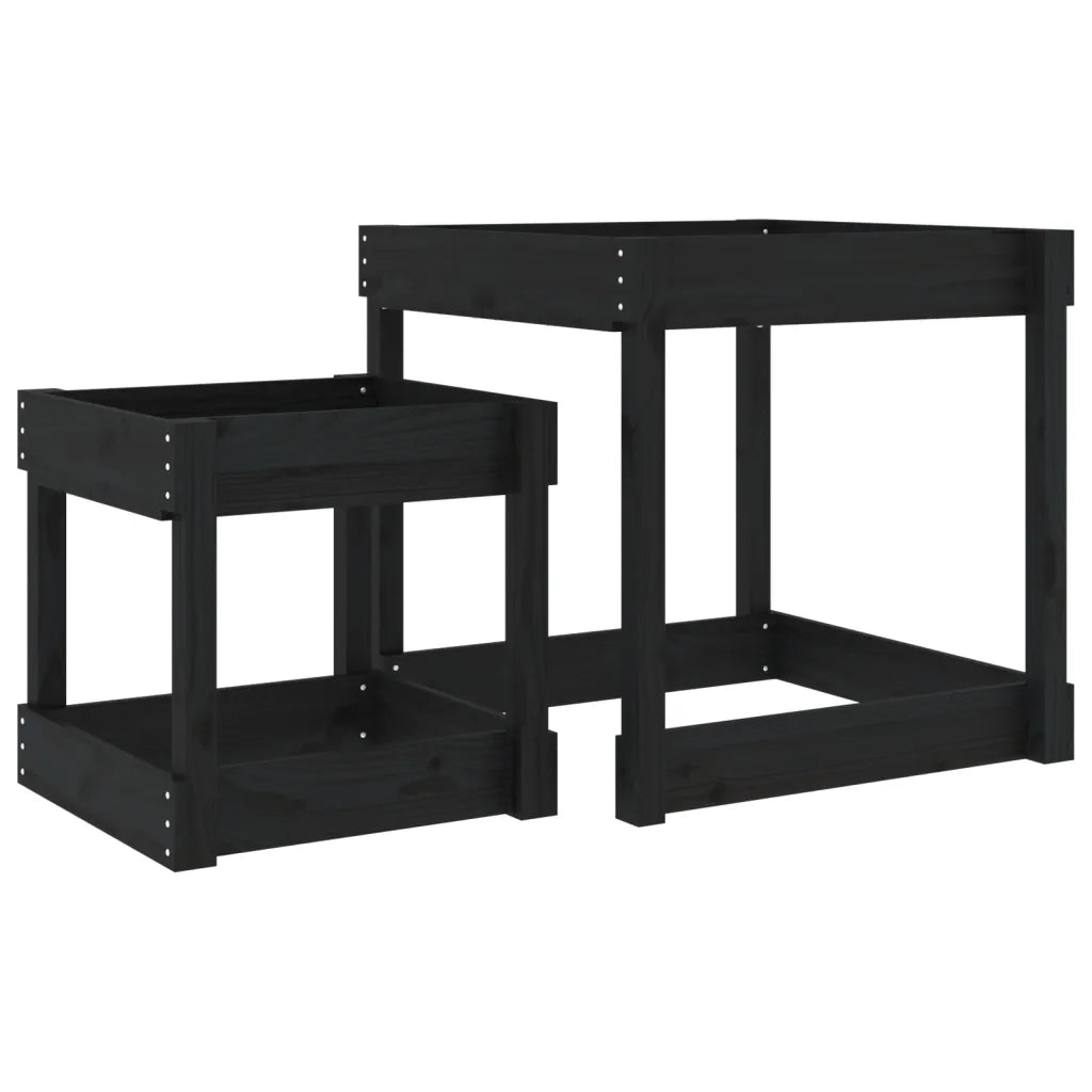 Tavoli Sabbiere 2 pz Neri in Legno Massello di Pino CFW3325396