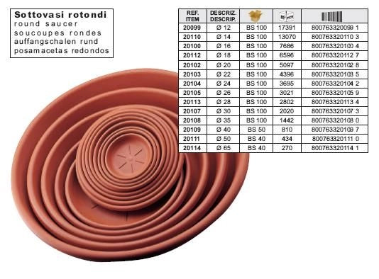Sottovaso per piante rotondo Marrone Bama Ø 24 cm