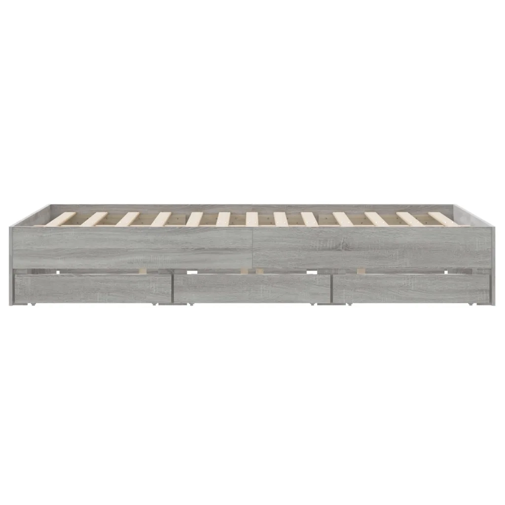 Letto matrimoniale | Letto per adulti | Giroletto Cassetti Grigio Sonoma 150x200 cm Legno Multistrato
