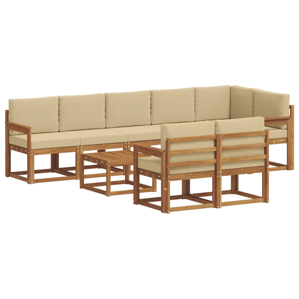 Set di divani da esterno con cuscino 9 pcs Naturale e Beige