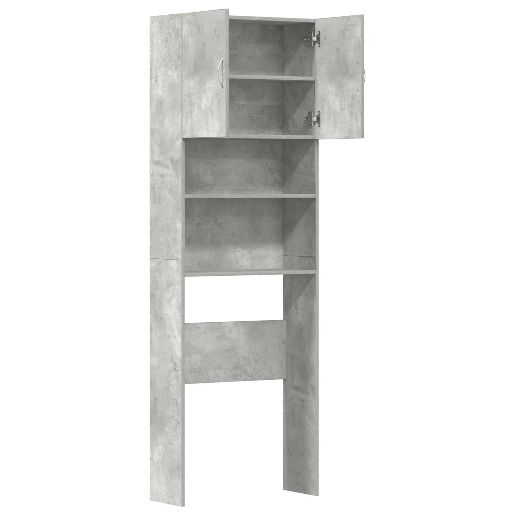 vidaXL Mobile Lavatrice Grigio Cemento 64x24x190 cm Legno Multistrato