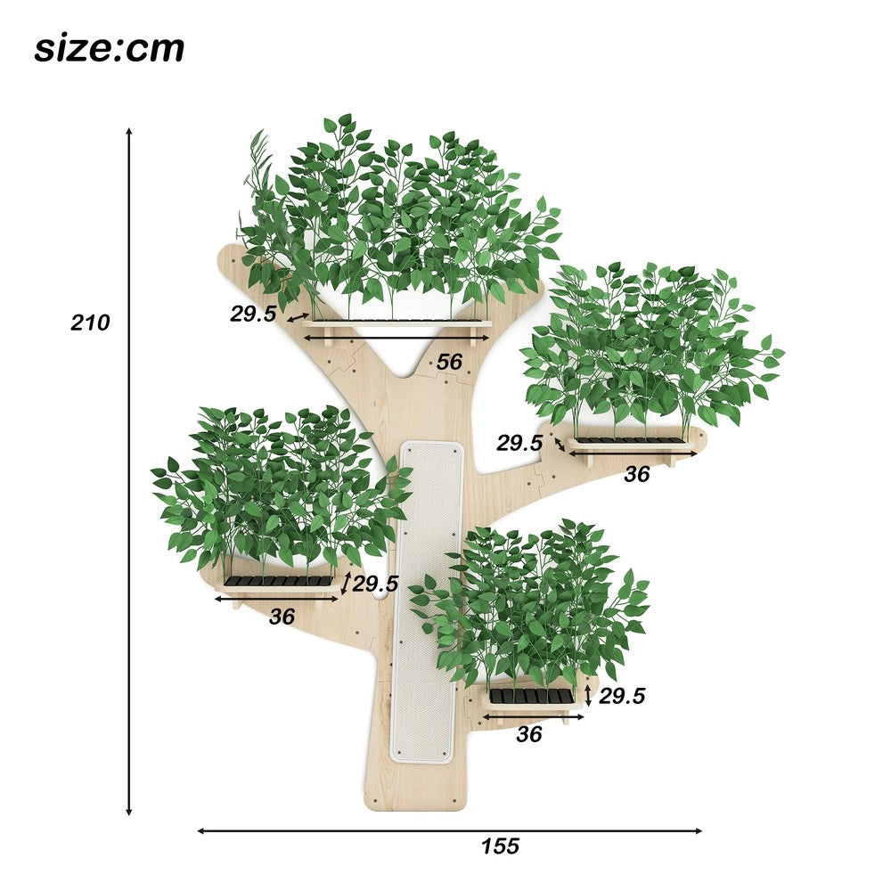 Albero graffiato per gatti - Zephmum- 155x210 cm- Pino massello con piattaforme