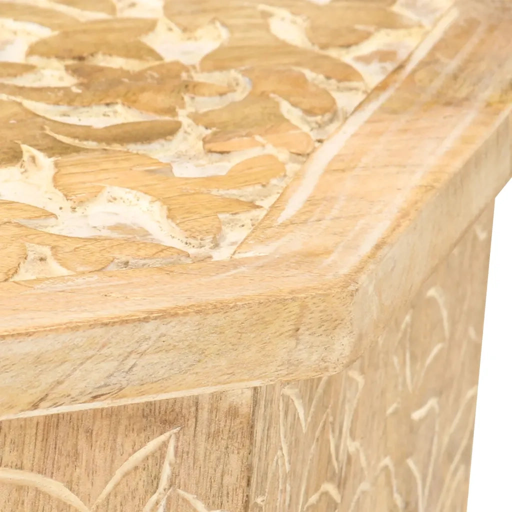 Tavolino da Salotto Ã˜48 cm in Legno Massello di Mango