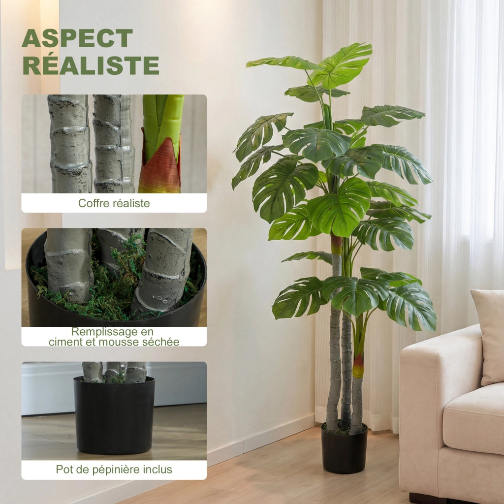 Pianta Artificiale Monstera con Vaso ¨C Zephmum ¨C Verde H 150 cm