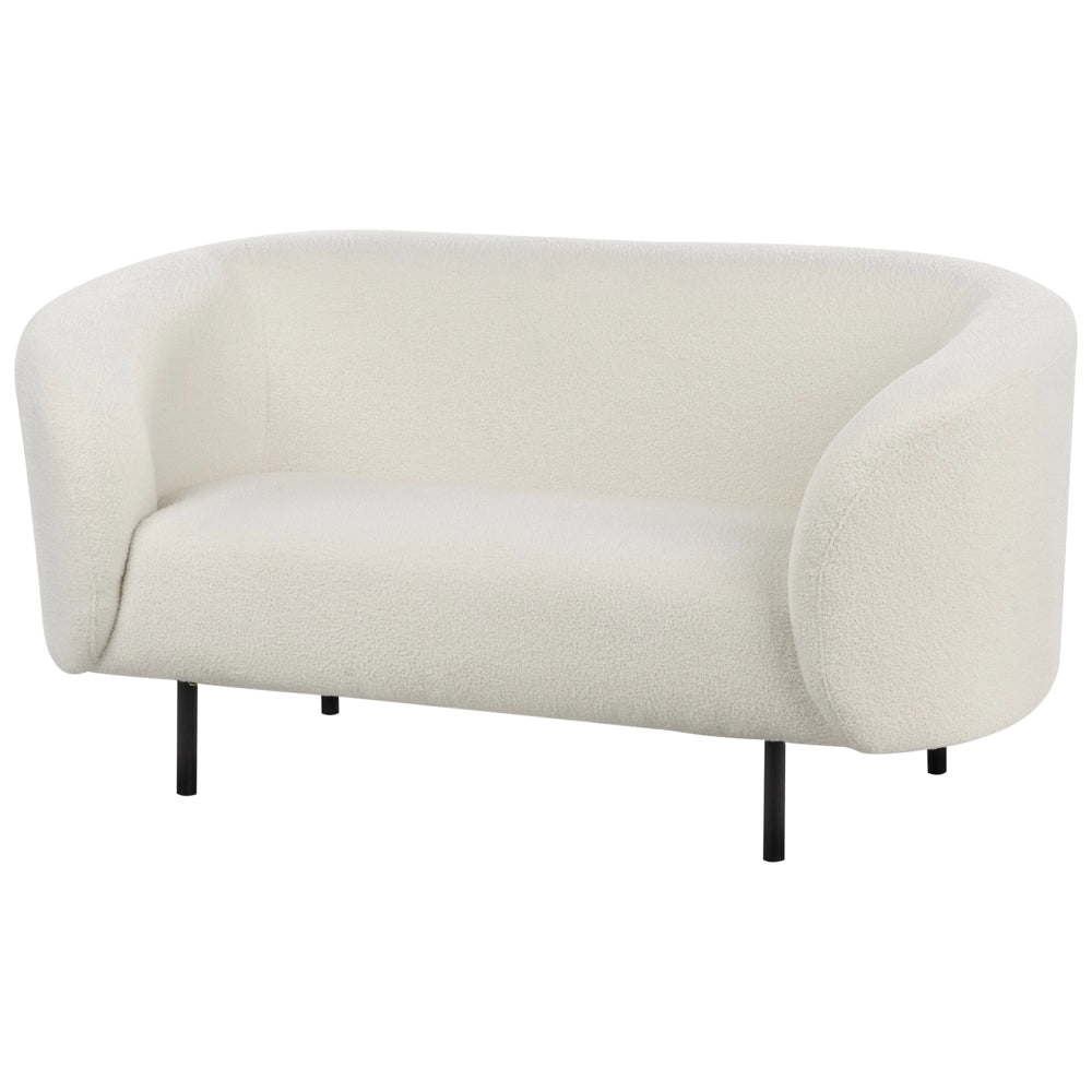 Set di 2 divani e poltrona in tessuto bouclè bianco e nero con gambe nere stile glamour retrò soggiorno