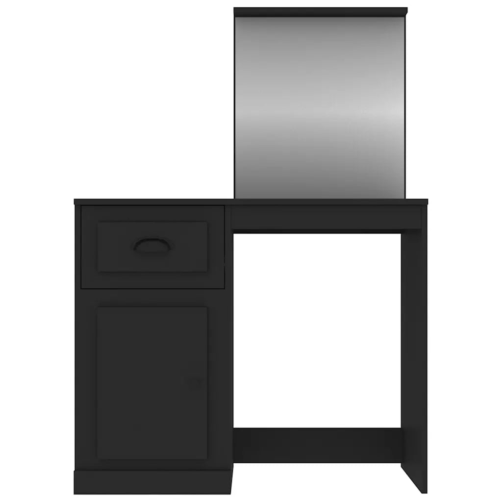 Toeletta | Tavolo da Trucco con Specchio Nera 90x50x132,5 cm Legno Multistrato