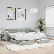 Divano Letto Estraibile Cassetti Grigio Chiaro 90x190cm Vellutocod mxl 106708