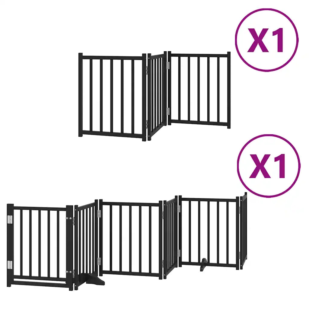 vidaXL Cancello per Cani Porta Pieghevole Nero 9 Pannelli 450cm Pioppo
