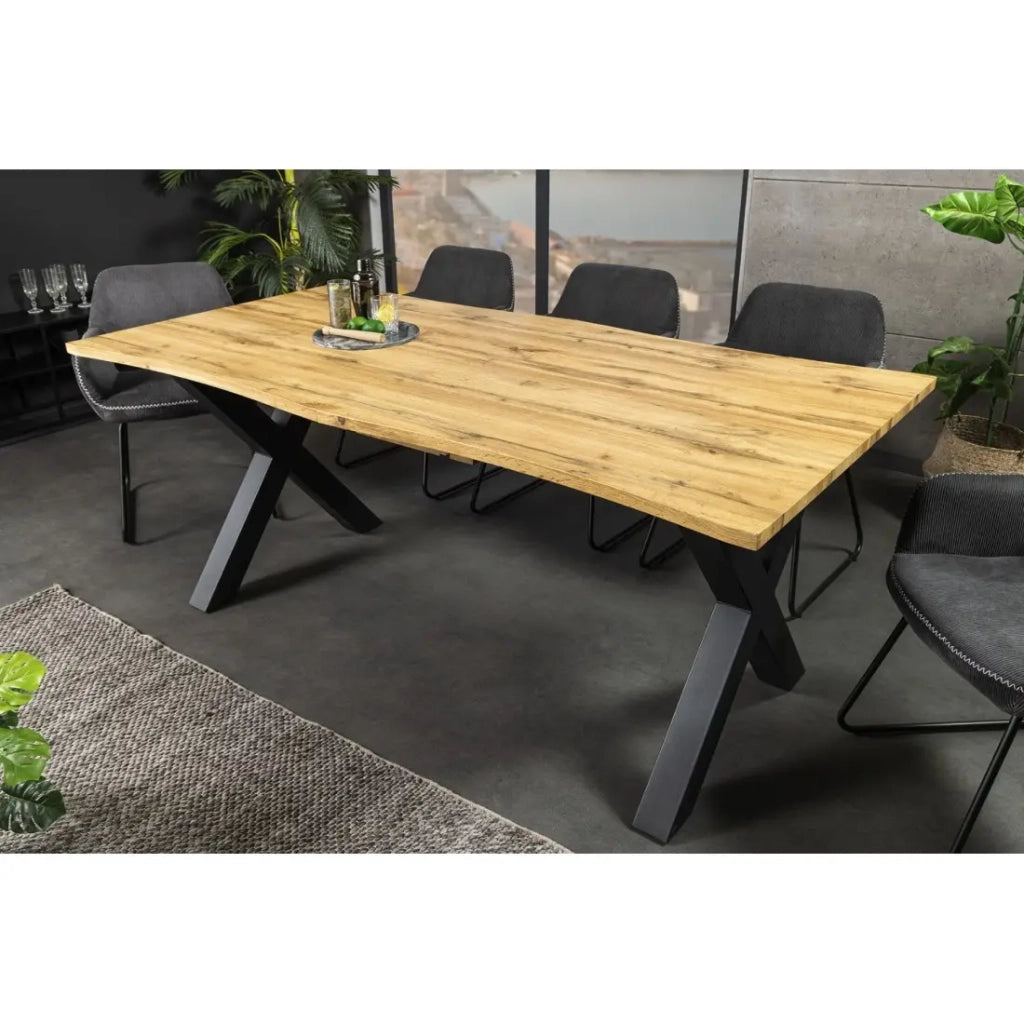 Tavolo da pranzo RIVET estensibile fino a 220 cm - Legno e metallo nero - Stile industriale