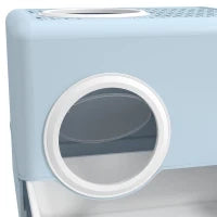 Lettiera per Gatti Coperta con Paletta, Vassoio Estraibile, Ingresso Frontale e Uscita Superiore 52x41x38,5 cm Blu