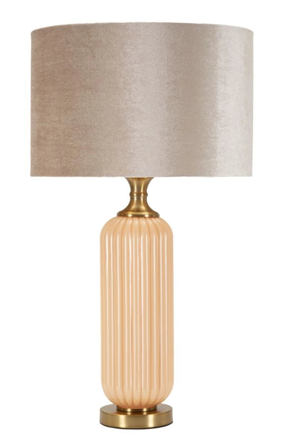 Lampada da Tavolo Perly Ø35,5x64 cm in Vetro e Ferro e Tessuto Perla e Oro