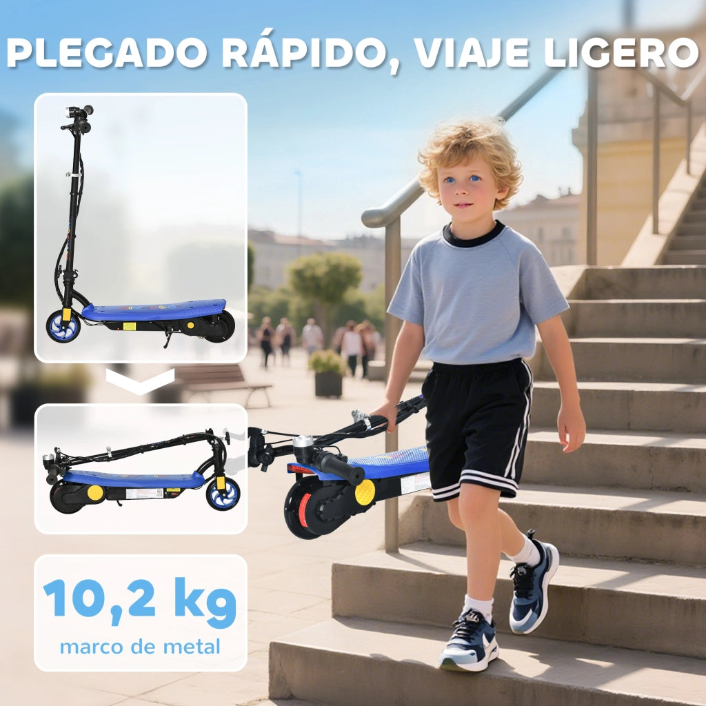 Monopattino Elettrico per Bambini ¨C zephmum ¨C Pieghevole con LED, 7-14 Anni, 12 km/h, Blu