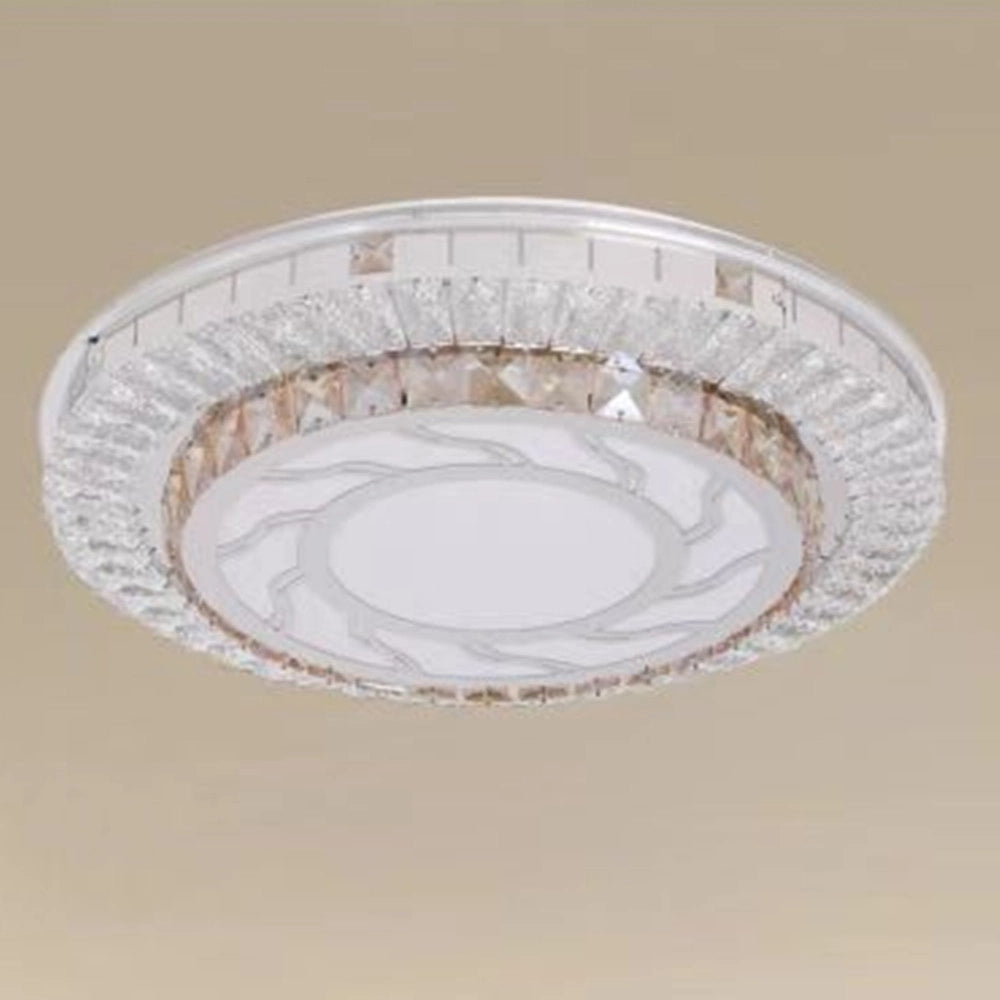 Trade Shop - Plafoniera Soffitto 45w ø40cm Led Design A Strati Cristalli Vortice Luce Fredda 04067 -