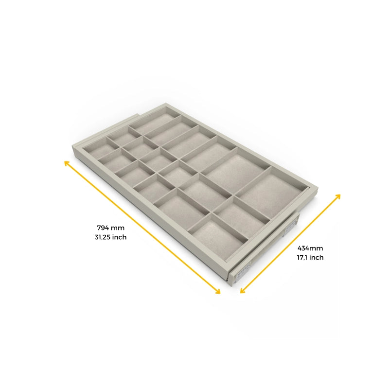 Kit di cassetto organizzatore e telaio a scorrimento con chiusura ammortizzata per armadio, regolabile, modulo 800 mm,..