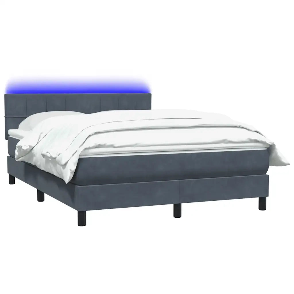 Letto a Molle con Materasso e LED Grigio Scuro 140x220 cm Velluto 3316930