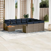 Set Divani da Giardino 11 pz con Cuscini in Polyrattan Grigio 3256642