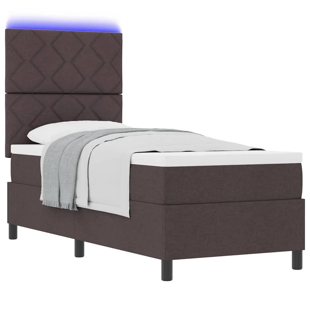 Letto a molle con materasso Marrone scuro 80 x 200 cm Tessuto