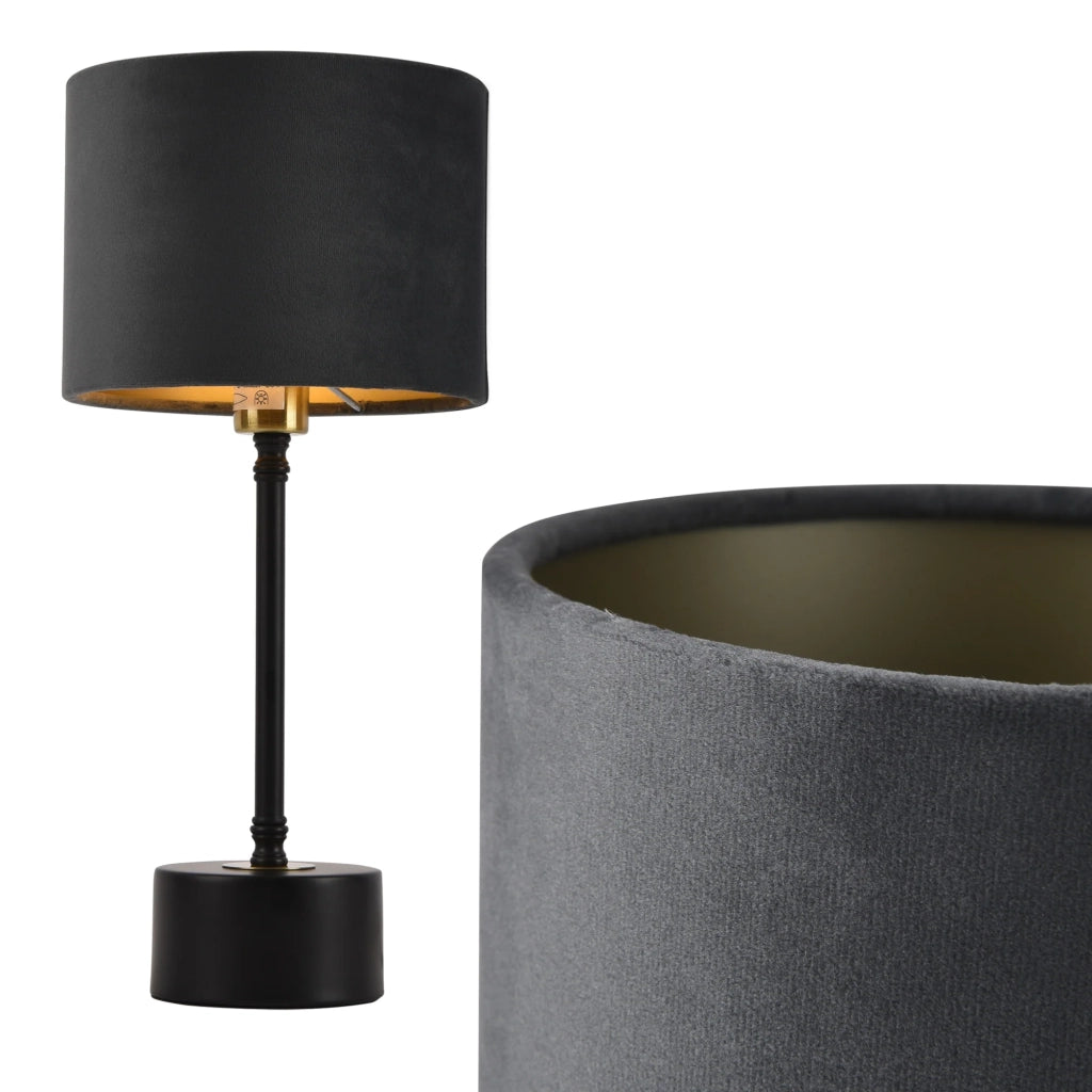 Lampada da tavolo lampada da scrivania metallo e flanella 39 cm nero rame e grigio 03_0002512