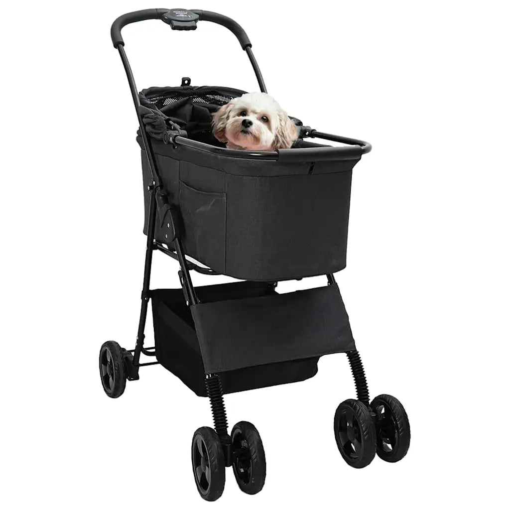 vidaXL Passeggino pieghevole per animali Nero 81 x 47 x 99 cm