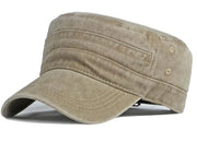 Cappello militare per uomo, tessuto di cotone, capo piatto esterno, cappello cadetto, cappello militare per uomo classico, colore kaki