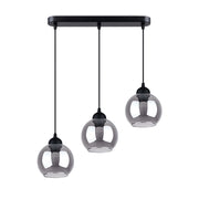 Lampadario Pure Lume Rovano nero 3 luci sfere fumé E27
