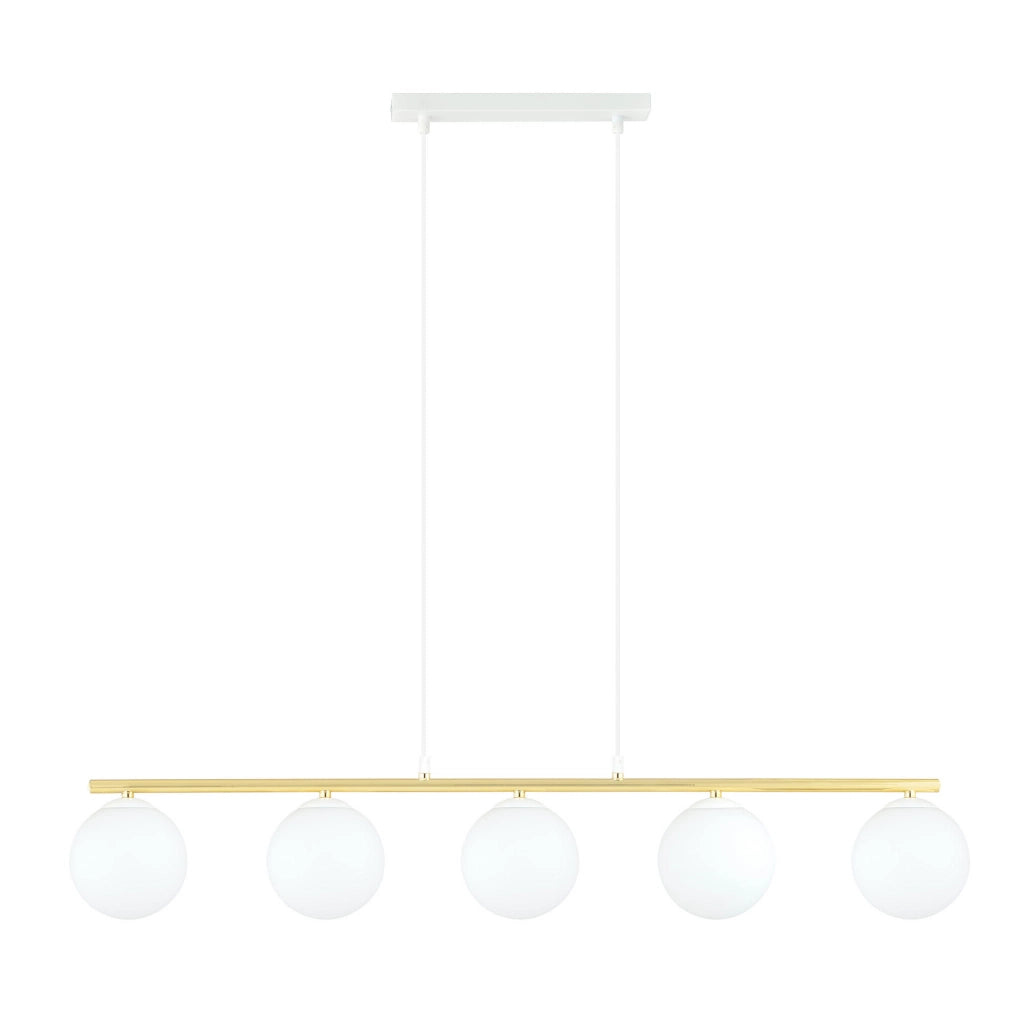 Lampadario Emibig Allora 5xE14 bianco oro vetro 105cm