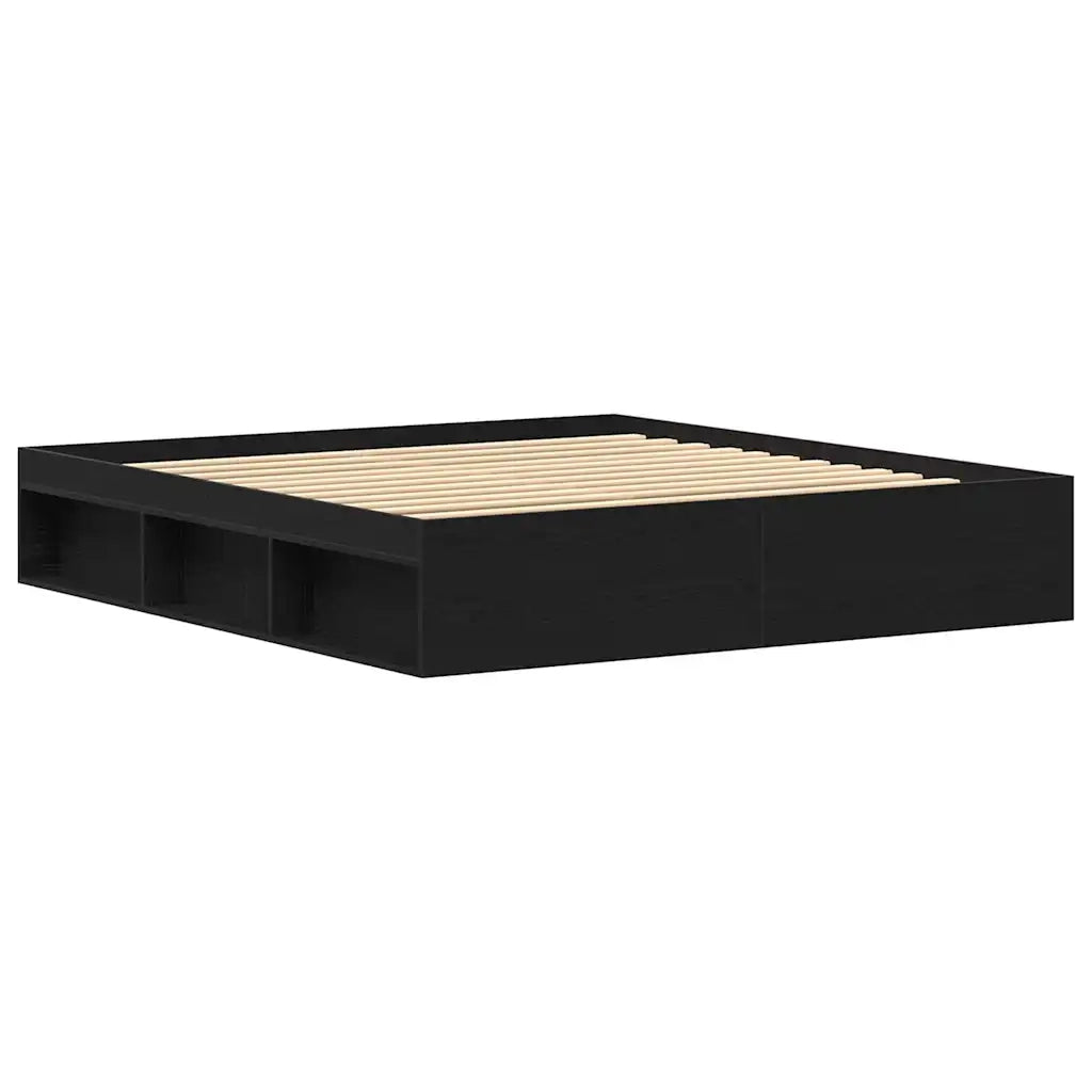 Giroletto senza Materasso-Struttura Letto Rovere Nero 200x200 cm Truciolato 688549