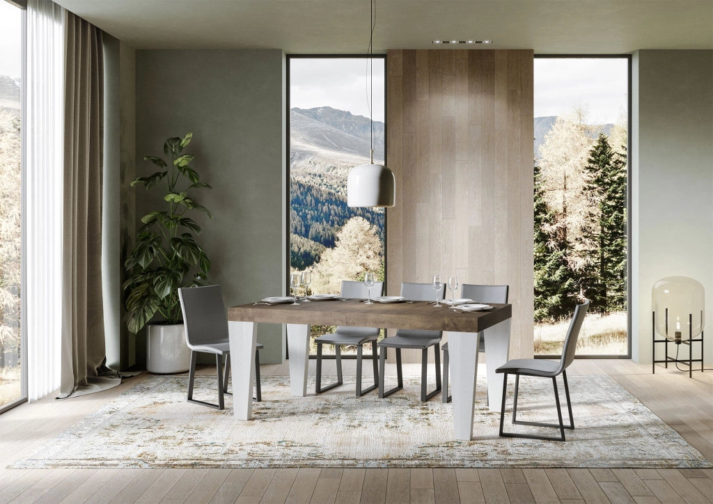 Tavolo Allungabile 180/284x90x77 cm Spimbo Mix  piano Noce gambe Bianco Frassino