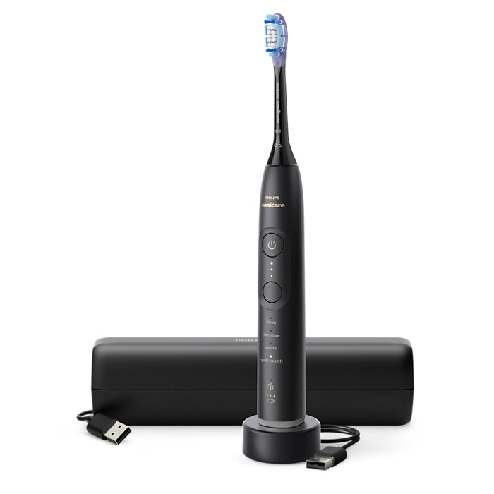 Philips sonicare serie 7100 sonicare spazzolino elettrico sonico con base di ricarica e custodia, 3 livelli di intensità, sensore di pressione colore nero hx7421/01