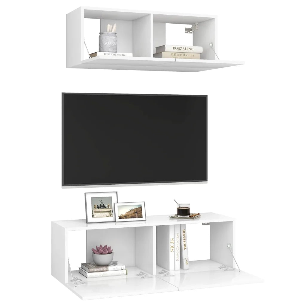 Set Mobili Porta TV 2 pz Bianco in Legno Multistrato 3078702