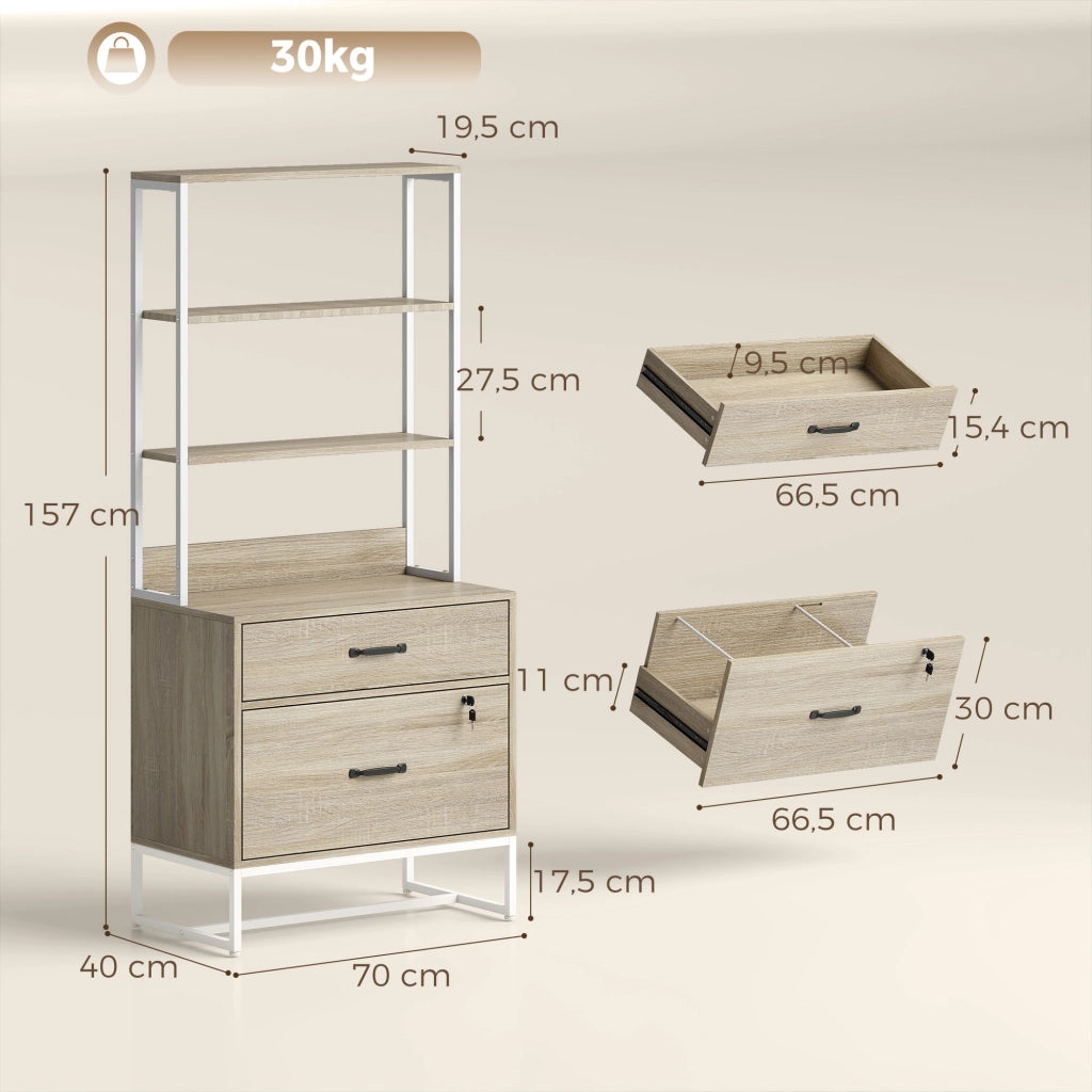 Cassettiera con scaffale 2 cassetti ¨C Zephmum ¨C Rovere