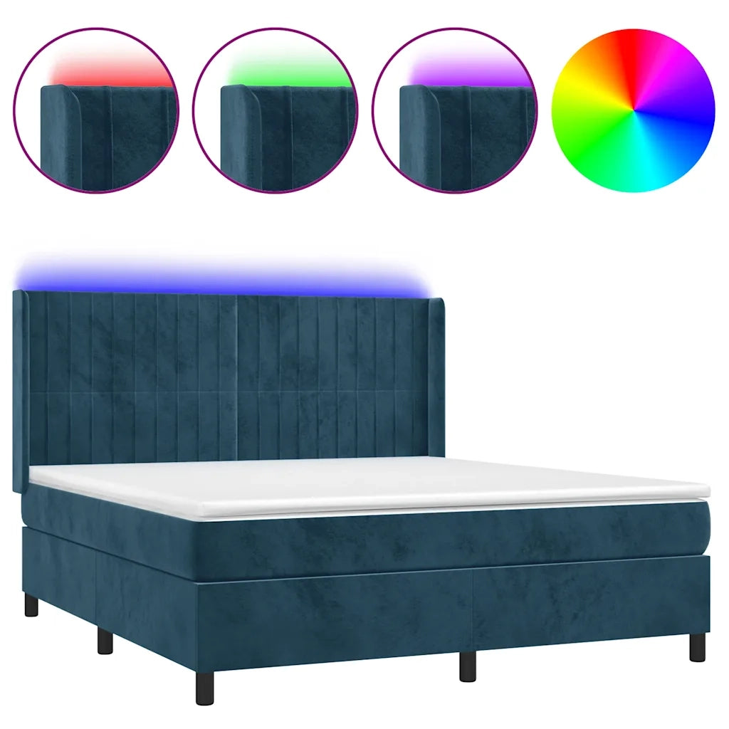 Letto a Molle con Materasso e LED Blu Scuro 180x200 cmcod mxl 75469