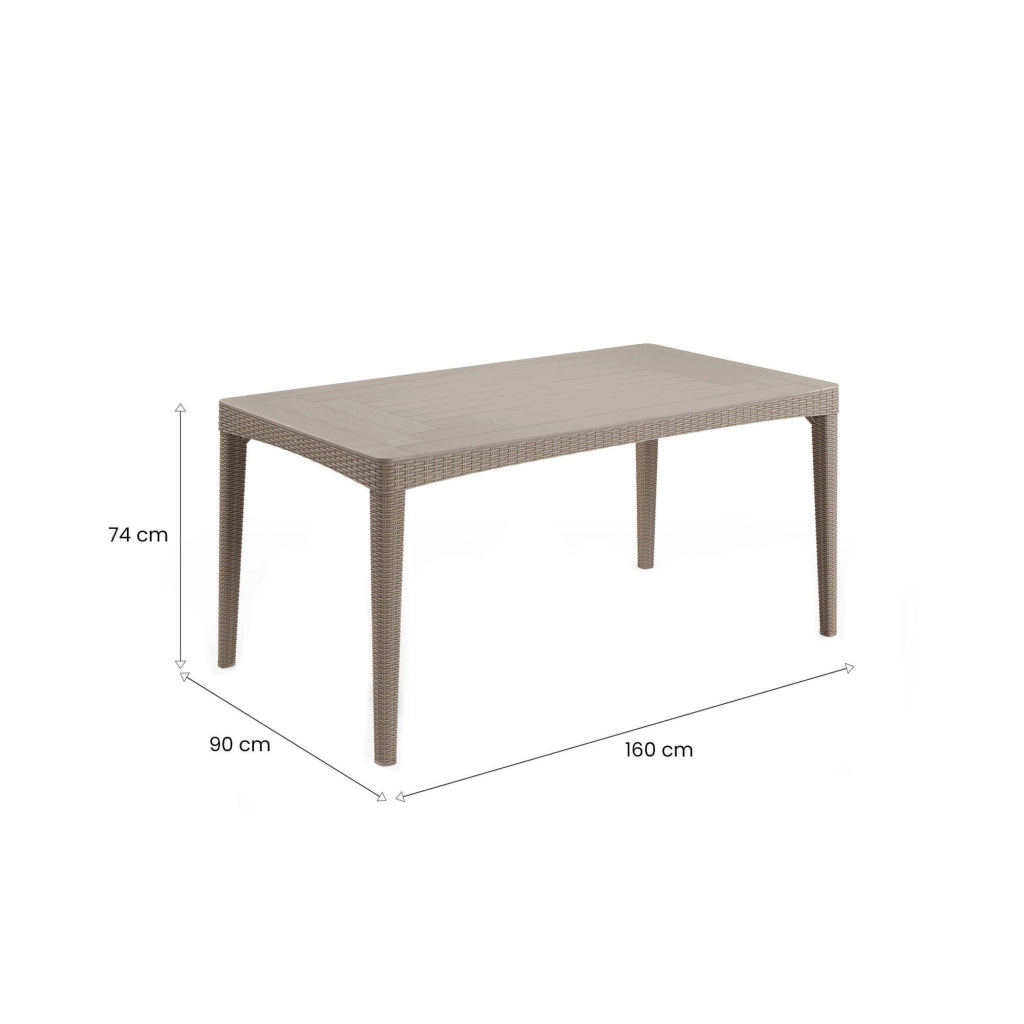 Tavolo da esterno Salmon, Base per picnic, Piano da pranzo da giardino, Banco outdoor multiuso, 160x90 h74 cm, Tortora