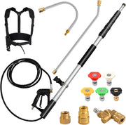 550 cm Kit di Prolunga per Idropulitrici, Lancia Telescopica per Idropulitrice con 5 Ugelli 2 Adattatori Accoppiatore Girevole e Imbracatura di Supporto, 4000PSI