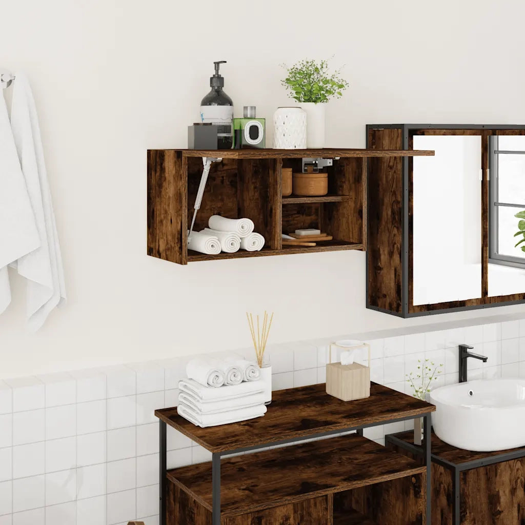 Armadietto Bagno | Armadio da bagno Rovere Fumo 60x25x30 cm in Legno Multistrato
